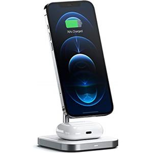 SATECHI 2 in 1 Caricatore Wireless, Stazione di Ricarica Magnetica Pieghevole e Compatta - per iPhone 17 16 15 fino a 12 e AirPods Pro 4 (ANC) 3 2