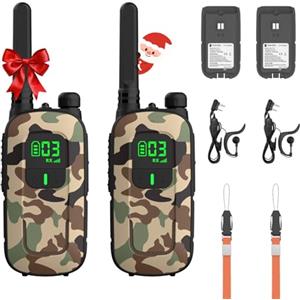 Radioddity Walkie Talkie PR-T3 Ricaricabile per Bambini da 3-12 Anni 16 Canali Ricetrasmittente PMR446 Senza Licenza per la Famiglia, Ricarica Micro-USB