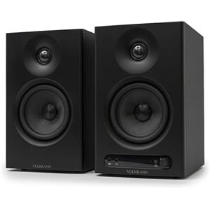 VULKKANO PRO4 Casse Monitor Studio con Woofer da 4", Bluetooth, Ingresso Bilanciato TRS, RCA, Uscita per Cuffie, AUX, Ottica, Regolazioni EQ, Casse per PC
