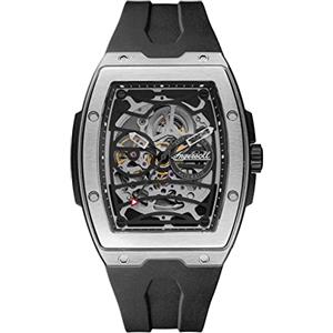 Ingersoll 1892 The Challenger Automatic Mens Watch con quadrante nero/argento e cinturino in plastica PU nero - I12301
