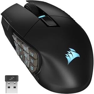Corsair SCIMITAR ELITE RGB WIRELESS MMO Mouse da Gioco - 26.000 DPI - 16 Pulsanti Programmabili - Batteria Fino a 150 ore - Compatibile con iCUE - Nero