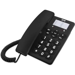 SPC Original - Telefono fisso da tavolo o da parete, con tasti grandi e di facile utilizzo, 3 memorie dirette, volume suoneria extra forte, funzione di ricomposizione - Nero