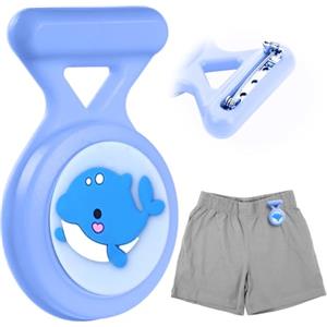 AXFEE 1 Pezzi Portachiavi AirTag, Localizzatore di Chiavi AirTag Portatile per Zaini e Animali Domestici, Cover Protettiva Anti-Perso, Custodia Airtag Nascosta con Spilla(Delfino)