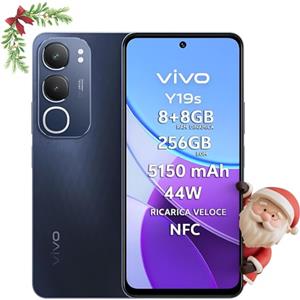 vivo Y19s Smartphone 4G, 8+8 GB RAM+256 GB, Fotocamera AI 50MP, Batteria 5150 mAh, Ricarica Veloce 44W, Display 6.68" 90Hz 1000 Nits, Audio 300% Stereo, UltraSottile 8.1mm, Idea Regalo Natale
