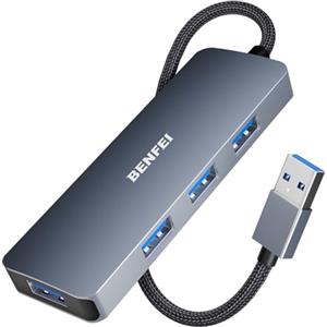 BENFEI Hub USB 3.0 a 4 porte, BENFEI hub USB 3.0 ultrasottile compatibile per MacBook, Mac Pro, Mac Mini, iMac, Surface Pro, XPS, PC, unità flash, HDD mobile[Guscio in alluminio e cavo in nylon]