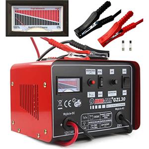 Marpol Caricabatteria per Auto Moto | con Funzione di Carica Rapida | per Batterie al Piombo 12-24V | 30-180 Ah | Portatile | Rossa