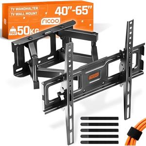 RICOO Supporto TV parete S6244 32"-55" pollici 81-140 cm Staffa televisore Girevole Inclinabile Porta televisione universale VESA 200 x 200-400 x 400 Nero