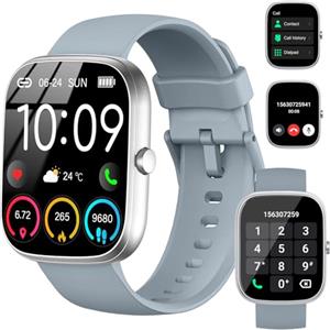 uaue AI Smartwatch Uomo Donna,2025 Nuova Fitness Tracker Orologio con Voce AI/Quadrante AI, Chiamate Bluetooth/Cardiofrequenzimetro/Contapassi/Sonno/115+ Sportive,1.91" Smart Watch (Grigio)