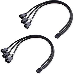 Cable Matters Confezione da 2 cavi splitter PWM a 4 pin, 30 cm, 3 cavi splitter per ventola del computer, cavo splitter per ventola PC, cavo splitter per 3 ventole