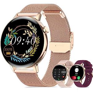 IARET Smartwatch Donna Chiamate,1.32"Orologio con 3 Cinturini Monitoraggio SpO2/Sonno/Pressione Sanguigna/Frequenza Cardiaca/20+ modalità Sport/Impermeabil Fitness Tracker per iOS Android,Regalo Donna
