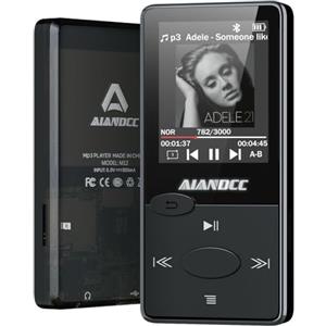 Aiandcc Lettore MP3 Bluetooth 5.3, Lettore MP3 Suono HiFi, 32 GB MP3 Lettore Musicale,Auricolari Inclusi (Nero)