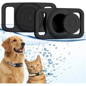 Ainiv Portachiavi per Airtag per Cani, Custodia Protettiva Impermeabile e Morbida per GPS, Localizzatore di Chiavi per Airtags Portatile per Animali Domestici, Accessori Collare - Nero