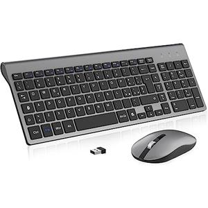 cimetech Combo Tastiera e Mouse Wireless,cimetech Layout Italiano QWERTY, Ricevitore USB Nano,per Computer, PC, Laptop, Desktop(Nero Grigio)