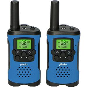 Alecto FR-115 Set di due Walkie Talkie per Bambini - Walki Talki con portata fino a 7 chilometri - 8 canali - Torcia integrata - Display retroilluminato - Blu/Nero