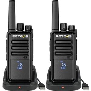 Retevis RT668H Walkie Talkie, Radio Bidirezionale PMR446, Display Active View, Robusto Walkie-Talkie Ricaricabile 1200mAh Tipo C, Ricetrasmittenti Professionali per Viaggi, Ciclismo (2 Pezzi, Nero)