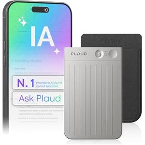 Plaud Note Registratore Vocale AI Professionale con Custodia Audio Digitale Trascrivi Riassumi con Tecnologia AI Supporta 112 Lingue Controllo App Perfetto per Riunioni Lezioni Chiamate Colloqui