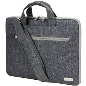TECHGEAR Custodia per Computer Portatili da 14"- 14.6" Pollici, Custodia Borsa Portatile Multifunzionale con Tracolla Regolabile, Cinghia per Bagagli e impugnature Rimovibili - Grigio