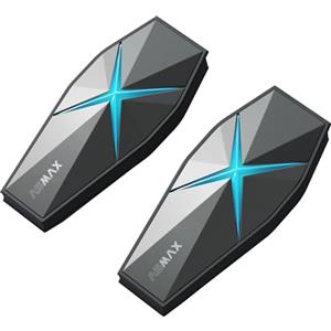 ASMAX F1 Interfono Moto, Comunicazione Bluetooth con Controllo Vocale, Interfono Mesh da 1,8km per 10 Piloti, Ricarica Rapida/Universale/Cancellazione del Rumore/IP67 Impermeabile,Doppio