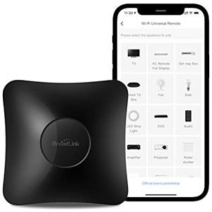 BroadLink RM4 pro - Telecomando universale IR e RF 433MHz, apprendimento codici, TV, AC, motori per tende, supporta Alexa