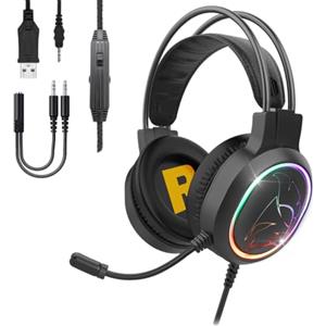 EMPIRE GAMING - Icarus S17 Cuffie Gaming RGB - per PS5, PS4, Xbox One/Series, PC, Mac, Smartphone, Tablet - Telecomando - Audio Stereo ad Alta Definizione - Microfono Flessibile - Nero