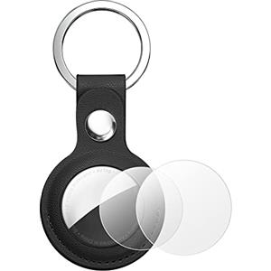 AXFEE Portachiavi AirTag, in Pelle, Localizzatore di Chiavi Portatile per Zaini e Animali Domestici, Supporto per Cover Protettiva per Tracker per AirTag, Forte il Segnale GPS-Nero