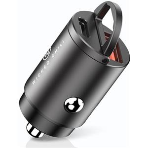 Wicked Chili 45W Tiny Caricabatterie per Auto, Caricatore Rapido Doppio Adattatore USB Accendisigari, Fast Charger per iPhone, iPad, Samsung, Huawei, Smartphone USB-C & A Adattatore Auto (12V)