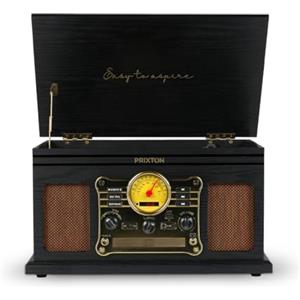 PRIXTON - Giradischi Century - Riproduttore e Convertitore di Vinili tramite Bluetooth, USB, SD, SIM, CD e Radio