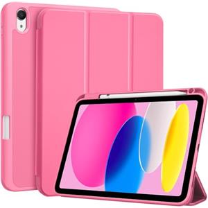 ProCase Cover iPad A16 11 Generazione 11 Pollici 2025 /iPad 10 Generazione 10,9 Pollici 2022 con Portapenna, Custodia iPad (A3354 A3355 A3356 A2696 A2757 A2777) Auto Svegliati/Sonno -Rosa