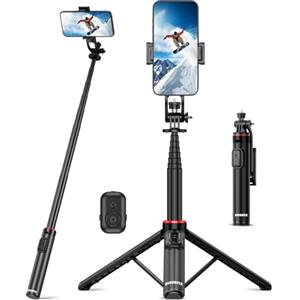 RISEOFLE Bastone Selfie Treppiede, Treppiede Smartphone Integrato in Lega di Alluminio da 130 cm con Telecomando Wireless Selfie Stick Portatile Retrattile per iPhone/Samsung/GoPro/Camera