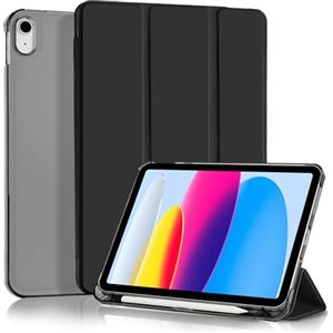 4UBonLife Cover Per iPad (A16) 11a Generazione 11 Pollici 2025, iPad 10a Generazione10,9" 2022 con Portapenna, Custodia Protettiva Sottile con Retro Rigido Traslucido Guscio Case, Nero