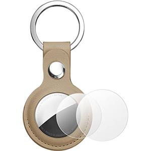 AXFEE Portachiavi AirTag, Portachiavi in Pelle, Localizzatore di Chiavi AirTag Portatile per Zaini e Animali Domestici, per Cover Protettiva per Tracker per AirTag, Forte il Segnale GPS-Oro