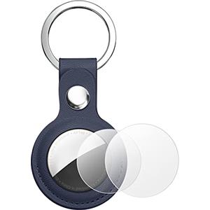 AXFEE Portachiavi AirTag, Portachiavi in Pelle, Localizzatore di Chiavi AirTag Portatile per Zaini e Animali Domestici, Supporto per Cover Protettiva per Tracker per AirTag, Forte il Segnale GPS-Blu