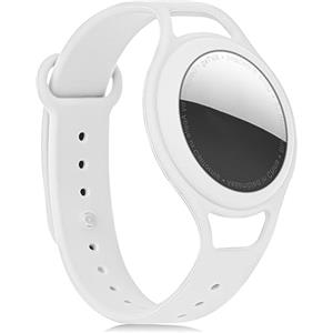 AXFEE Bracciale in Morbido Silicone per Bambini, Compatibile con Apple Airtag, Protettiva GPS Bambini Anti-Perso, Localizzatore di Monitoraggio Regolabile, Cinturino per Adolescenti Anziani, Bianca
