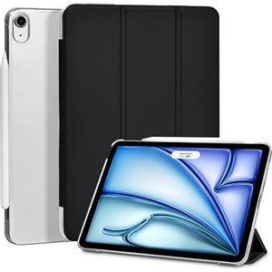 4UBonLife Custodia per iPad Air 11 Pollici M3/M2 (2025/2024), per iPad Air 5a/4a Generazione 2022/2020 10,9 Pollici, Cover Protettiva Rigida Sottile con Traslucida Posteriore Cover, Nero