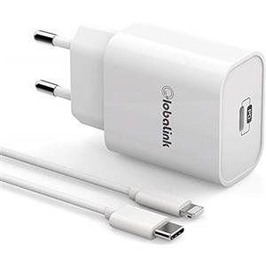 GlobaLink 20 W PD Caricabatterie Rapido, USB C Caricabatterie con 2 M USBC a Lightning Power Delivery 3.0 Ricarica Rapida Compatibile con iPhone 12 Mini 12 Pro Max 13 Mini 13 Pro Max Se 11 Pro iPad