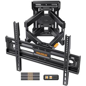 Perlegear Supporto TV Parete 23-70 Pollici, fino a 50 kg, Staffa TV Inclinazione, Rotazione, Estensione, Montaggio Senza Attrezzi, Max VESA 400x400, Preassemblato, Design Moderno, Ideale per Tua Casa