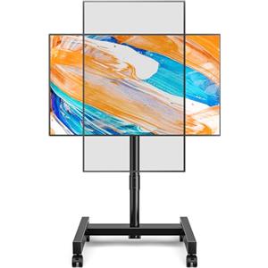TVON Porta TV con Ruote Per Schermi Plasma/LCD/LED 13-50 Pollici, Girevole Supporto TV da Pavimento Regolabile in Altezza Carrello con Ruote Fino a 20 kg, Max. VESA 200 x200 mm, Nero