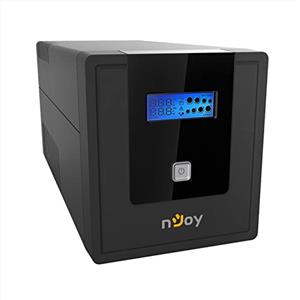 NJOY Cadu 1000 Gruppo di Continuità 1000VA 600 Watt, Line Interactive, Display LCD, AVR, HID USB, Protezione LAN 1Gb/s, 4 Uscite Schuko, Software per Gestione UPS, 2 Batterie 12V-7Ah