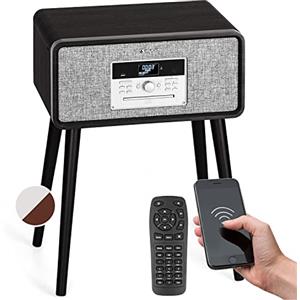 Auna Giradischi Bluetooth per Dischi in Vinile, Lettore a 3 Velocità di Riproduzione, Giradischi Vinili Vintage con Casse Stereo, Gira Dischi per Vinile CD USB con Jack per Cuffie e Adattatore, Nero