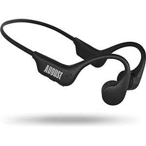 August EP400 Cuffie Conduzione Ossea Bluetooth e MP3 Openear con Memoria, Bone conduction con microfono, IP68 Impermeabili Multipoint per Running Sport Waterproof Wireless Bici Ciclismo - Nero