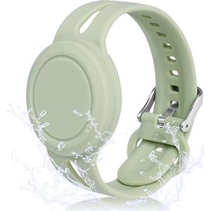 AXFEE Bracciale in Morbido Silicone per Bambini, Compatibile con Apple Airtag, Protettiva GPS Anti-Perso, Localizzatore di Monitoraggio Regolabile, Cinturino per Adolescenti Anziani, Verde Chantilly