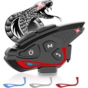 Moman Interfono Moto, CP-S Auricolare Casco Moto 8 Motociclisti 2000M Sistema di Comunicazione Connettività Universale con Radio FM Cancellazione del Rumore Condivisione Musica Impermeabile, Singolo