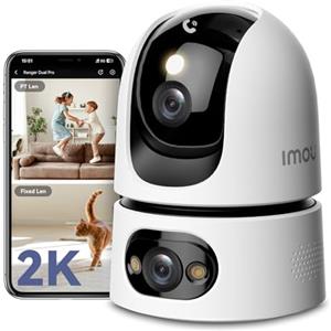 Imou 3K(3MP+3MP) Telecamera WiFi Interno con Doppia Lente, 360°PTZ Telecamera Doppio Obiettivo Interno, Rilevamento Umano, Tracciamento Intelligente, Visione Notturna a Colori, Modalità Privata 2,4ghz