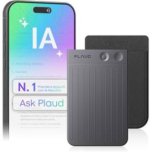 Plaud Note Registratore Vocale AI Professionale con Custodia Audio Digitale Trascrivi Riassumi con Tecnologia AI Controllo App Perfetto per Riunioni Lezioni Chiamate Colloqui, Nero