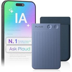 Plaud Note Registratore Vocale AI Professionale con Custodia Audio Digitale Trascrivi Riassumi con Tecnologia AI Controllo App Perfetto per Riunioni Lezioni Chiamate Colloqui, Blu Navy