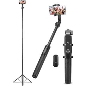 Spigen Treppiede Smartphone Bastone Selfie 160 cm Wondersnap S560W Selfie Stick con Telecomando per iPhone, Galaxy, Pixel, Xiaomi, GoPro etc - Nero