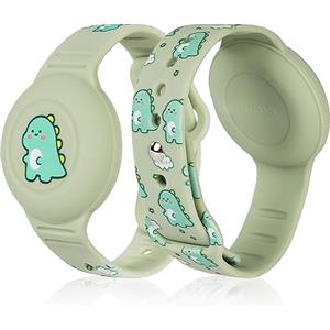AXFEE Bracciale in Morbido Silicone per Bambini, 1 Pezzi Compatibile con Apple Airtag, Protettiva GPS Anti-Perso, Localizzatore di Monitoraggio Regolabile, Cinturino per Adolescenti Anziani, Verde