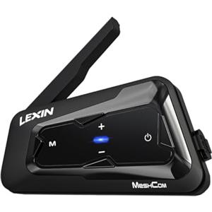 LEXIN MeshCom Interfono Moto MESH 3.0- Bluetooth 5.0 Interfono Moto, 2km Sistema di Comunicazione, Fino a 24 MotociclistiCondivisione della Musica, Multitasking Audio, Impermeabile
