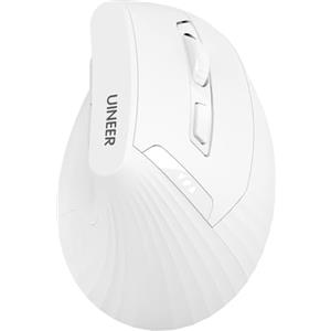 Uineer Mouse verticale wireless, mouse bluetooth (2,4 G+BT4.0/BT5.0),con Indicatore di Batteria, Ergonomico per il Comodo e la Riduzione dello Stress al Polso, Ideale per l'uso a Casa,Ufficio(Bianco)