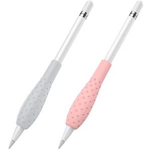 MoKo [2 Pack] Silicone Grip Holder Ergo Protective Sleeve Cover Case Accessories Compatible with Apple Pencil 1st / 2nd Generation, Gray & Pink